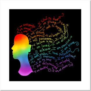 Rainbow Hair Positive Affirmation Silhouette Posters and Art